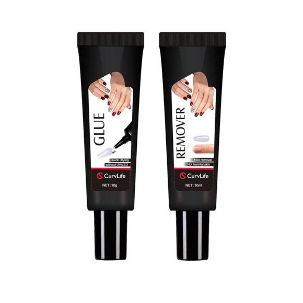 Newly Upgraded Quick Drying 10g Semi Solid Nail Glue with 10ml Remover for Nails
